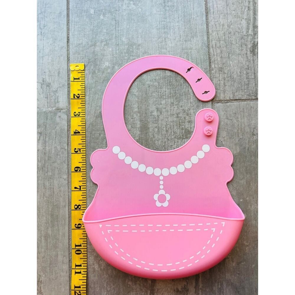 JJOVCE Girls Baby Feeding Roll Bib Waterproof Silicone Infant Easy Clean Up NEW - Picture 5 of 5